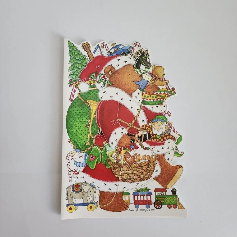 SET OF 11 Vintage Renaissance Peggy Jo Ackley 1987 Teddy Bear Santa Claus Cards